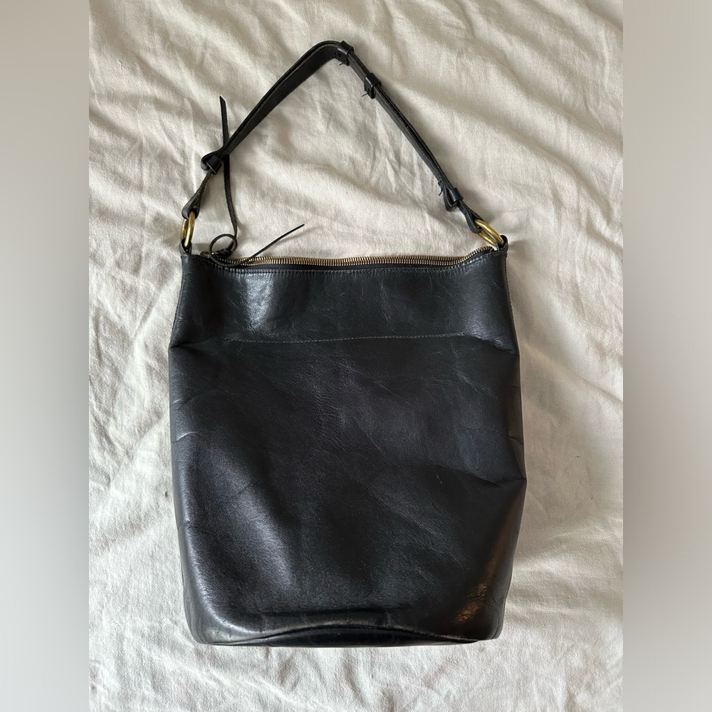 Madewell Black Leather Bucket Bag